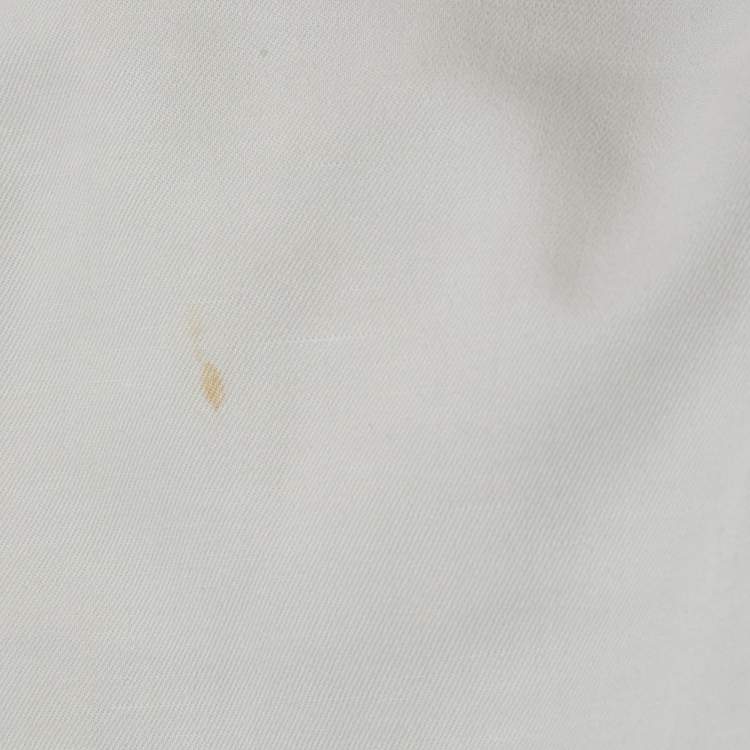 Pre Owned Ermenegildo Zegna Off White Cotton Linen Blend Formal Trousers M