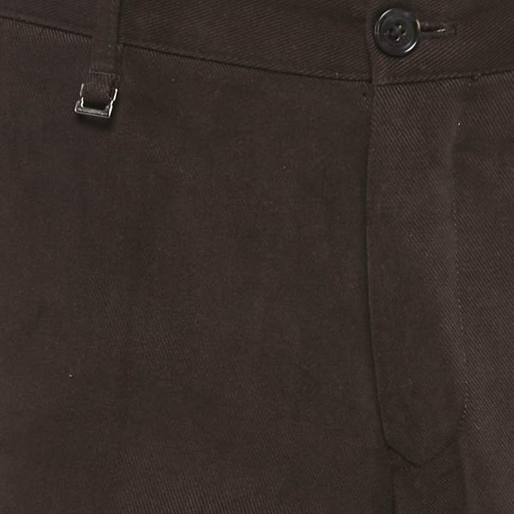 Pre Owned Ermenegildo Zegna Brown Gabardine Cotton Trousers M