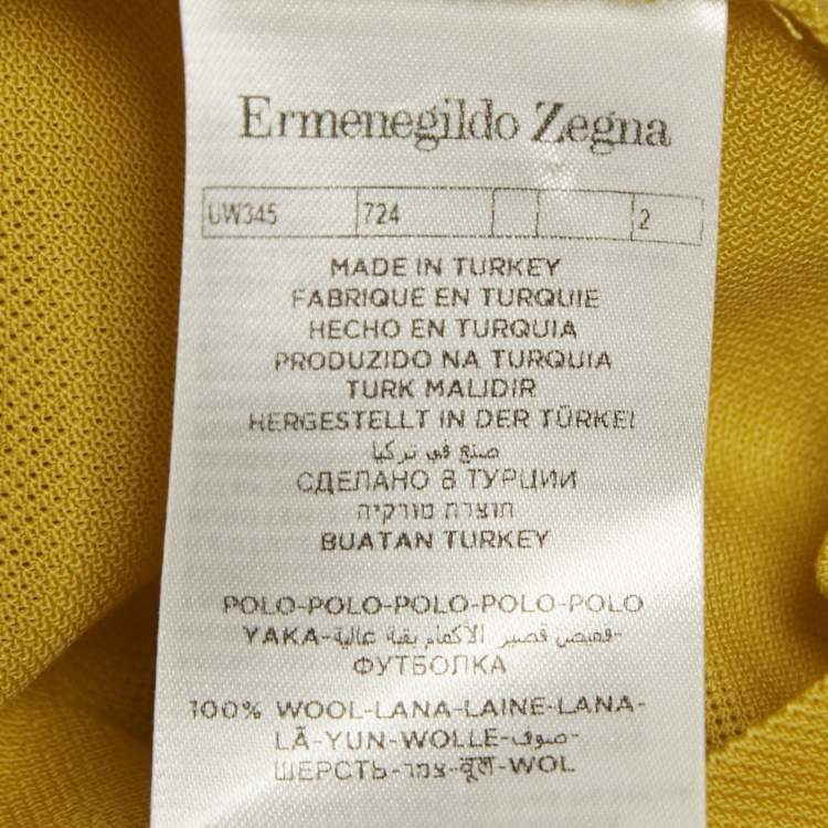 Pre Owned Ermenegildo Zegna Yellow Wool Jersey Polo T-Shirt XL