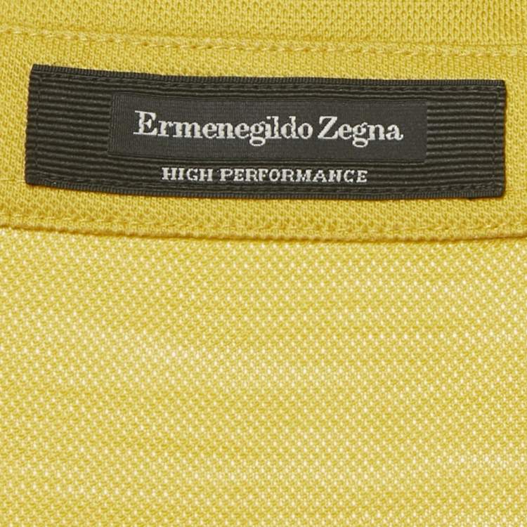 Pre Owned Ermenegildo Zegna Yellow Wool Jersey Polo T-Shirt XL