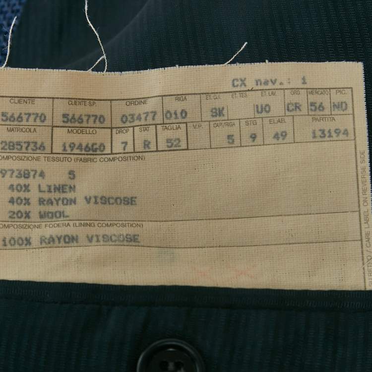 Pre Owned Ermenegildo Zegna Navy Blue Linen Blend Blazer XL