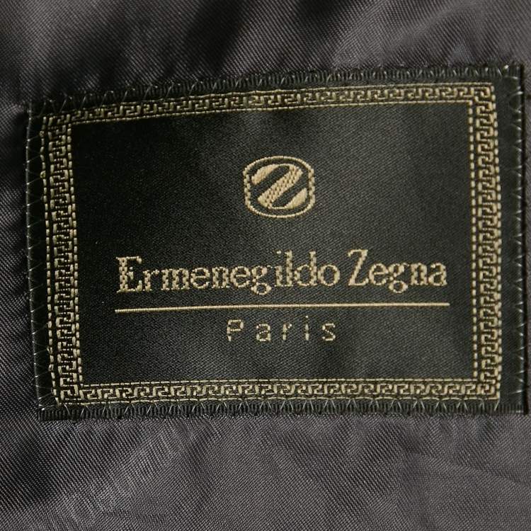 Pre Owned Ermenegildo Zegna Black /Grey Houndstooth Wool Blend Single Breasted Blazer M 