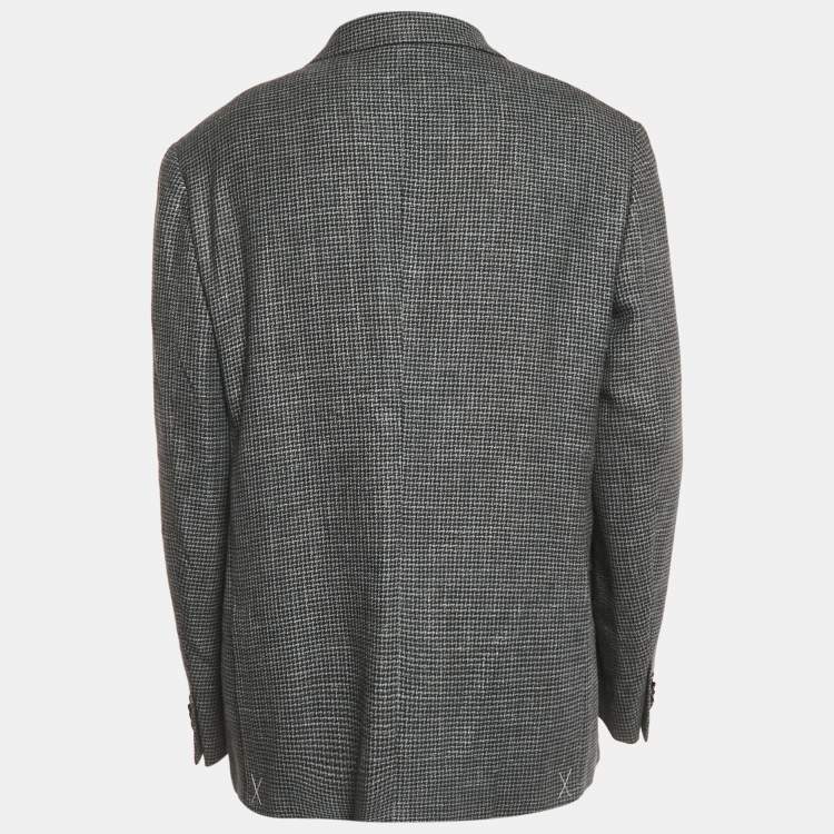 Pre Owned Ermenegildo Zegna Grey Patterned Wool Blend Single Breasted Blazer XXXL