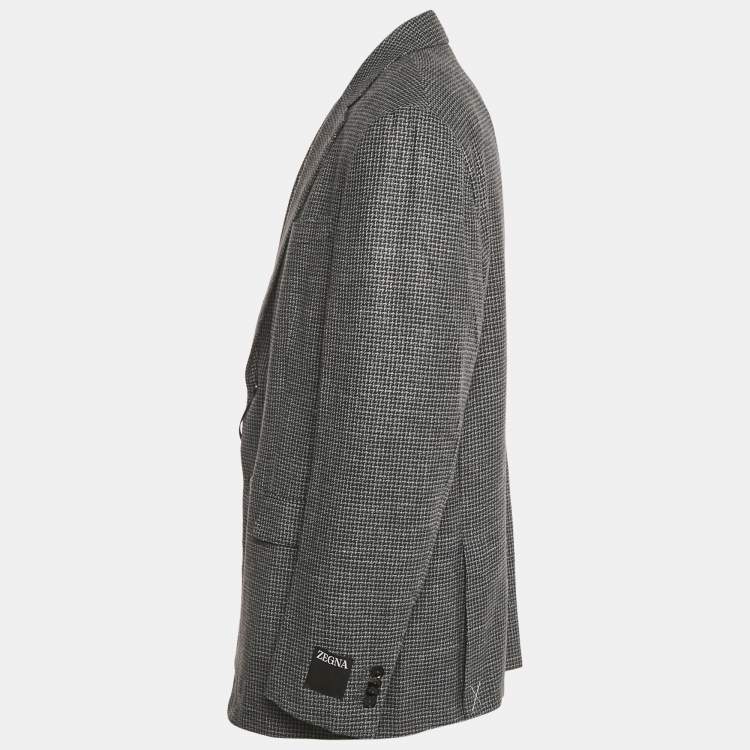 Pre Owned Ermenegildo Zegna Grey Patterned Wool Blend Single Breasted Blazer XXXL