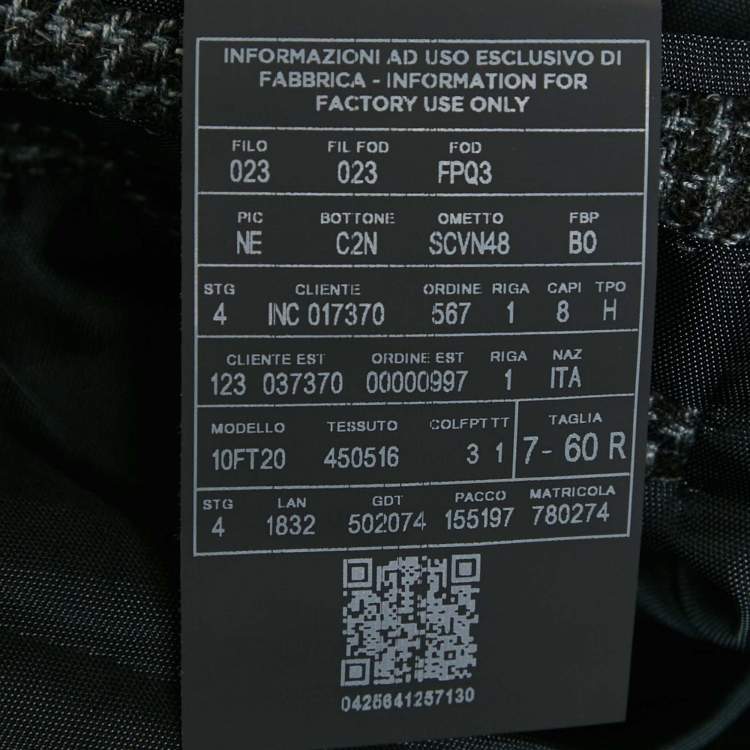 Pre Owned Ermenegildo Zegna Grey Patterned Wool Blend Single Breasted Blazer XXXL