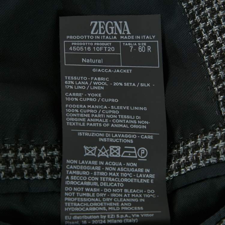 Pre Owned Ermenegildo Zegna Grey Patterned Wool Blend Single Breasted Blazer XXXL