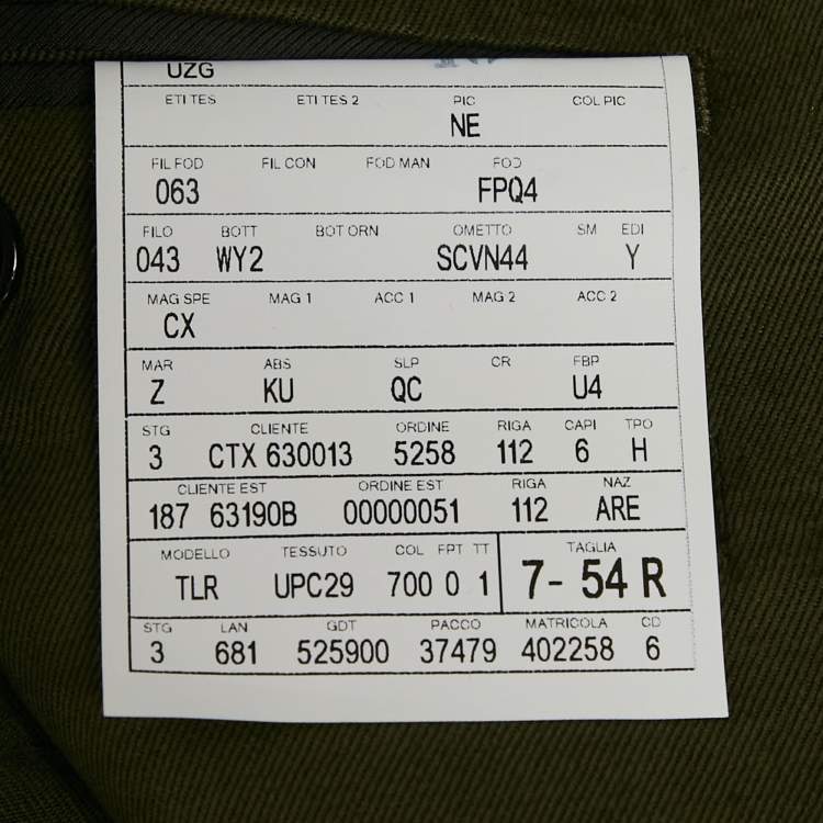 Pre Owned Ermenegildo Zegna Olive Green Silk Blend Single Breasted Blazer XXL