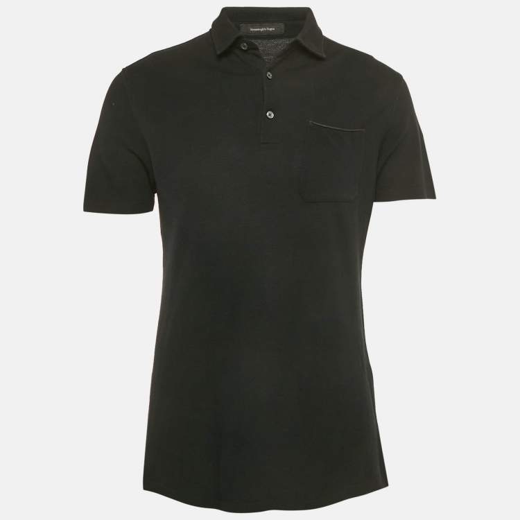 Pre Owned Ermenegildo Zegna Black Cotton Polo T-Shirt S