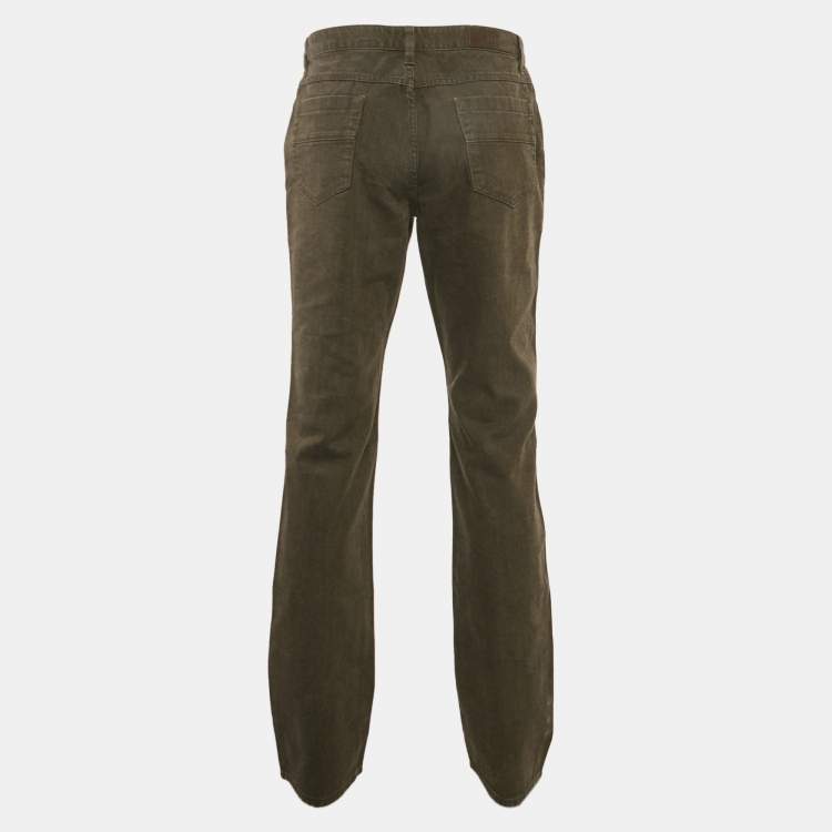 Pre Owned Ermenegildo Zegna Brown Denim Regular Fit Jeans M/Waist 32"