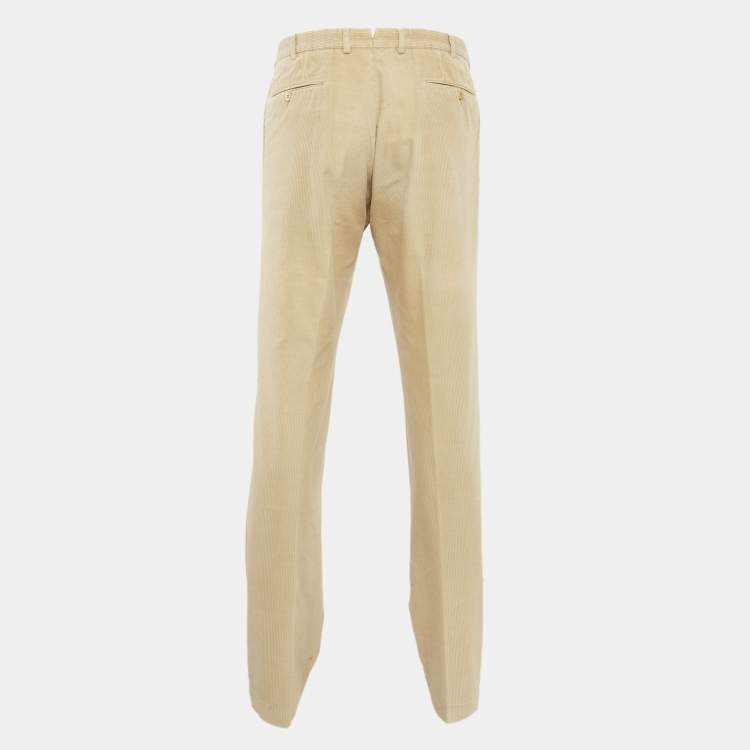Pre Owned Ermenegildo Zegna Beige Corduroy Regular Fit Pants L/Waist 33"