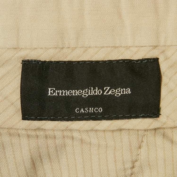 Pre Owned Ermenegildo Zegna Beige Corduroy Regular Fit Pants L/Waist 33"