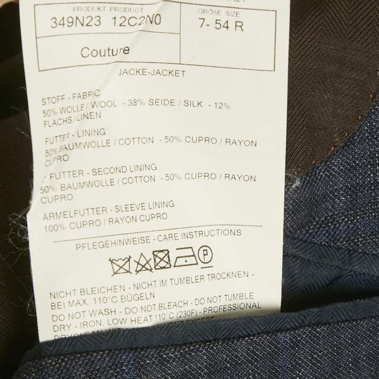 Pre Owned Ermenegildo Zegna Navy Blue Checks Cotton Blend Blazer XXL