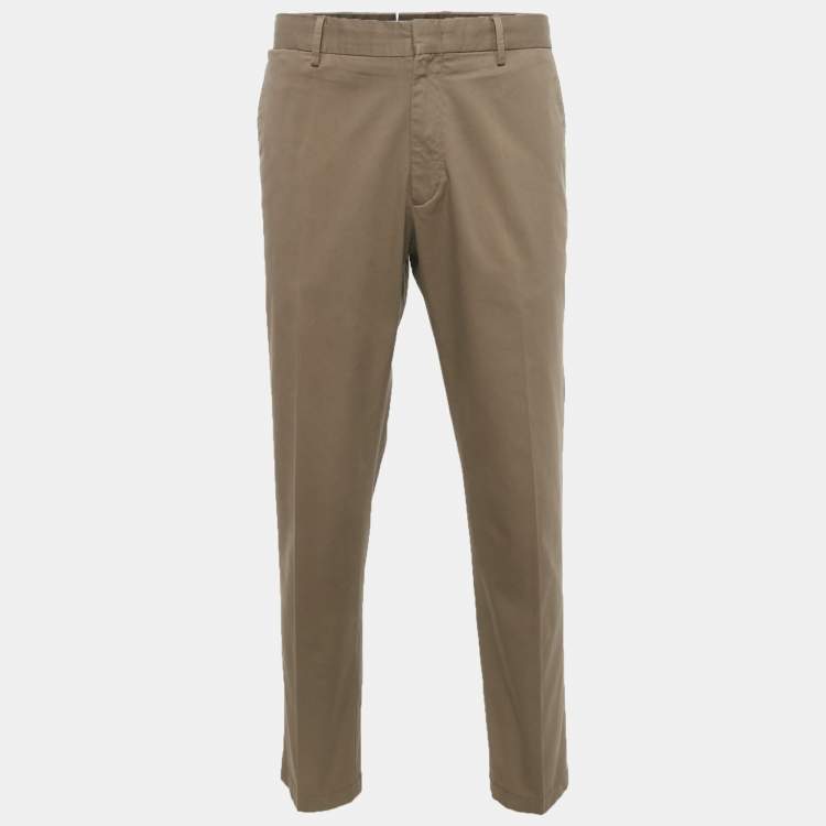 Pre Owned Ermenegildo Zegna Brown Cotton Regular Fit Pants XL/Waist 36"