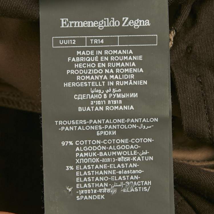 Pre Owned Ermenegildo Zegna Brown Cotton Regular Fit Pants XL/Waist 36"