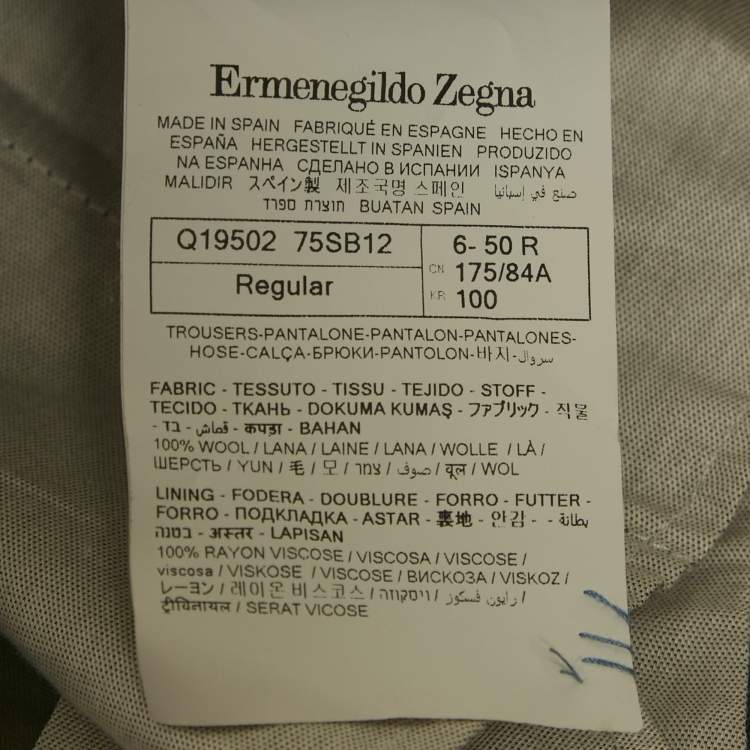 Pre Owned Ermenegildo Zegna Black Gabardine Formal Pants L