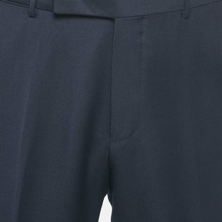 مملوكة مسبقًا Ermenegildo Zegna Navy Blue Wool Regular Fit Trousers L