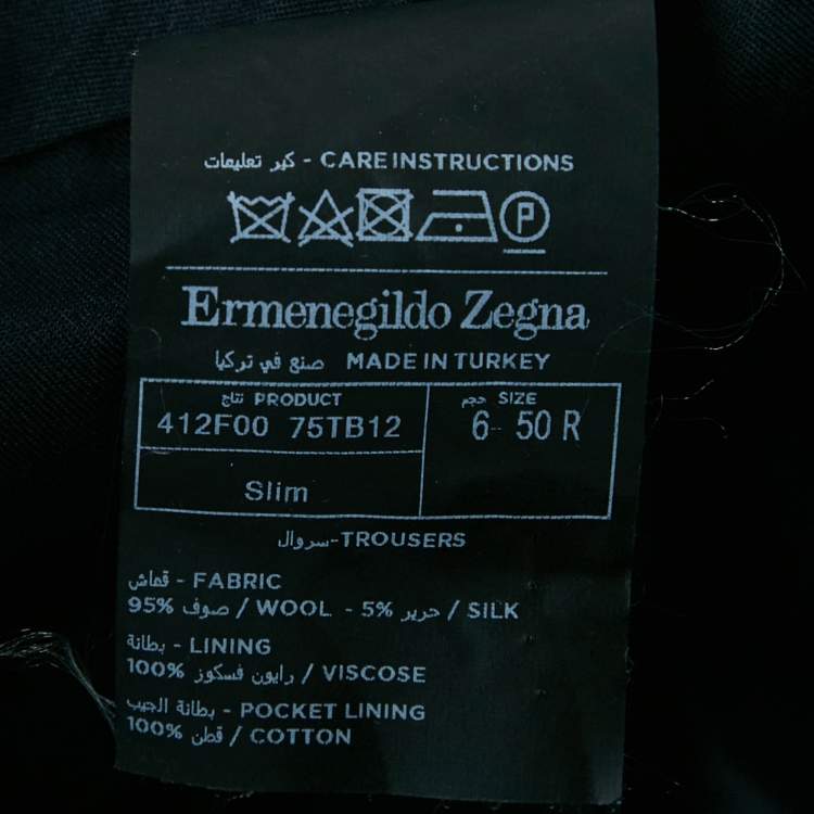 مملوكة مسبقًا Ermenegildo Zegna Navy Blue Wool Regular Fit Trousers L