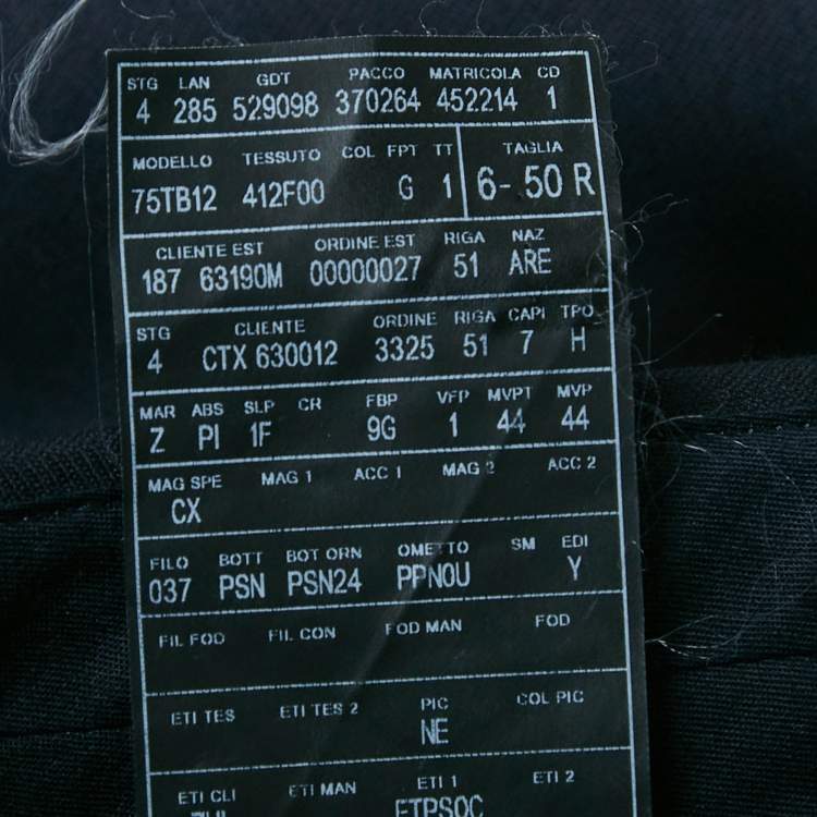 مملوكة مسبقًا Ermenegildo Zegna Navy Blue Wool Regular Fit Trousers L