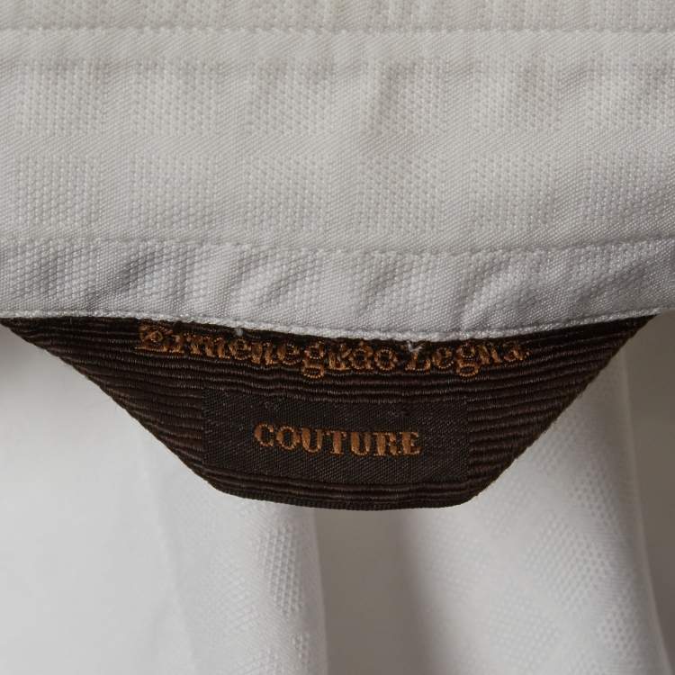 Pre Owned Ermenegildo Zegna White Checks Cotton Long Sleeve Shirt M