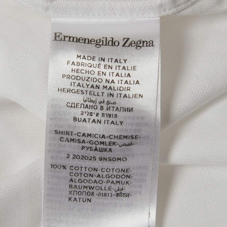 Pre Owned Ermenegildo Zegna White Checks Cotton Long Sleeve Shirt M
