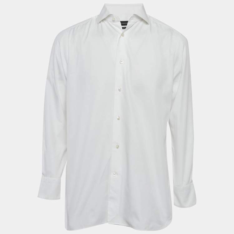 Pre Owned Ermenegildo Zegna White Cotton Trofeo Shirt L