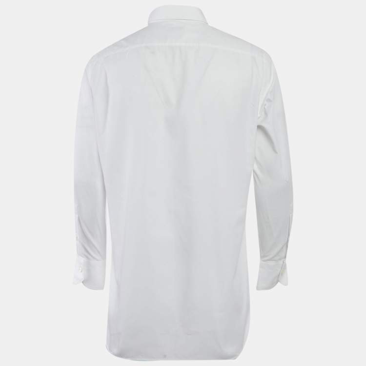 Pre Owned Ermenegildo Zegna White Cotton Trofeo Shirt L