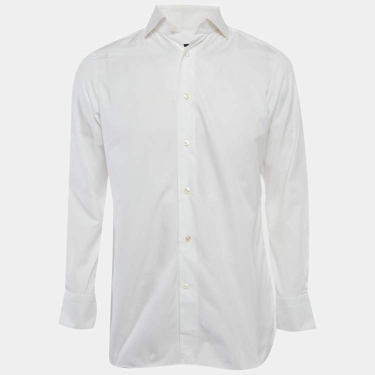 مملوكة مسبقًا Ermenegildo Zegna White Cotton Tailored Fit Shirt M