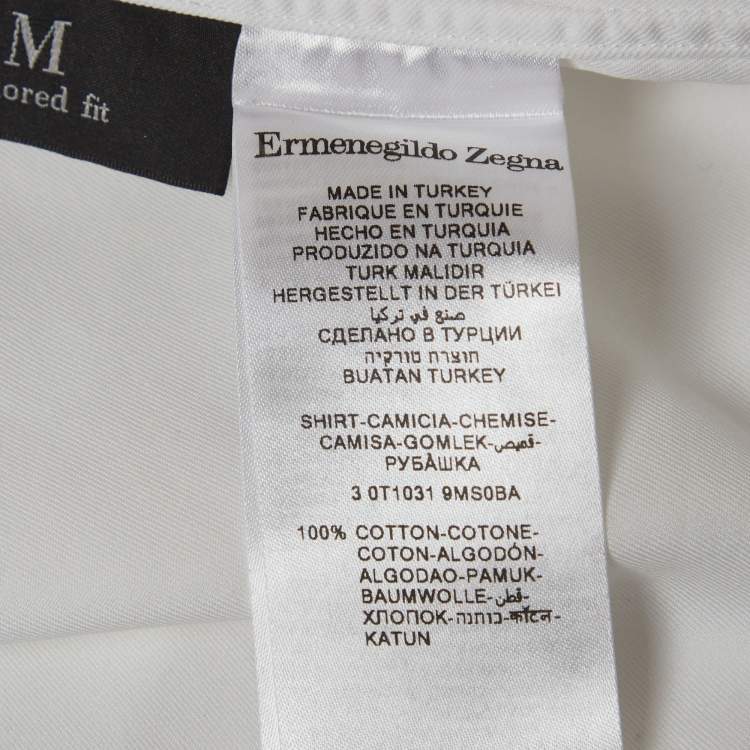 مملوكة مسبقًا Ermenegildo Zegna White Cotton Tailored Fit Shirt M