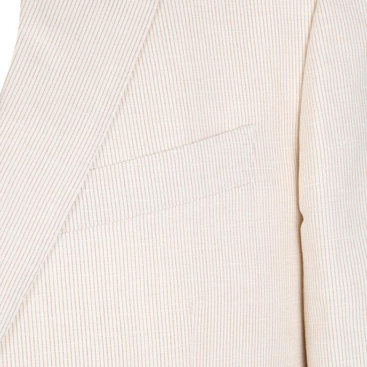 Pre Owned Ermenegildo Zegna Beige Pinstriped Linen Blend Regular Fit Blazer L