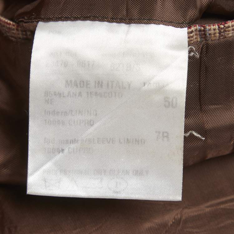 Pre Owned Ermenegildo Zegna Brown Glen Plaid Wool Regular Fit Blazer L