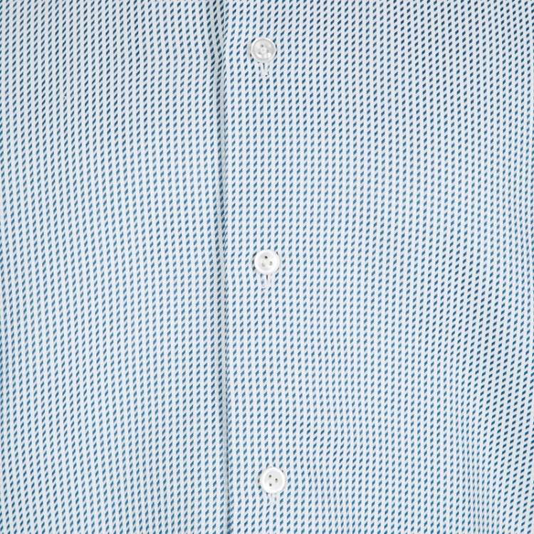Pre Owned Ermenegildo Zegna Couture Blue and White Patterned Cotton Long Sleeve Shirt XL