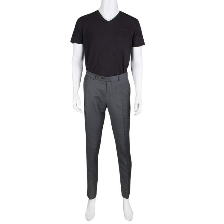 Pre Owned Ermenegildo Zegna Trofeo Grey Wool Slim Fit Trousers L