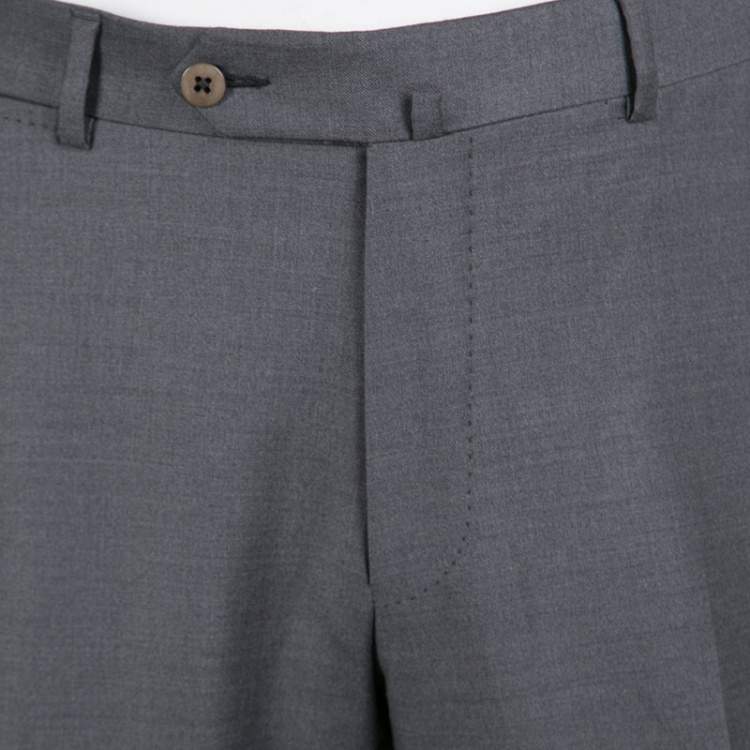 Pre Owned Ermenegildo Zegna Trofeo Grey Wool Slim Fit Trousers L