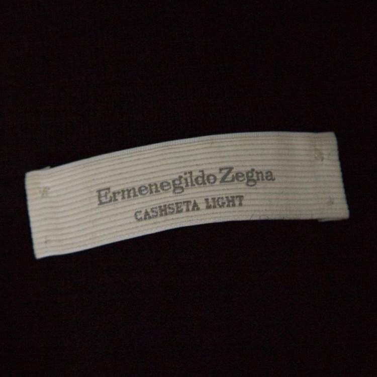 Pre Owned Ermenegildo Zegna Black Cashseta Light  Ribbed Trim Collared Sweater XXL
