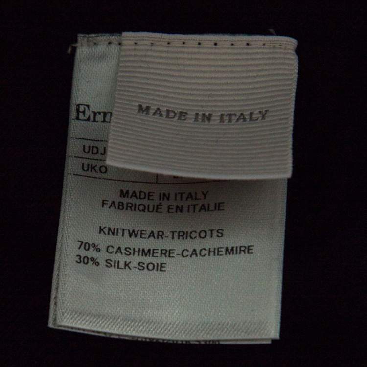 Pre Owned Ermenegildo Zegna Black Cashseta Light  Ribbed Trim Collared Sweater XXL