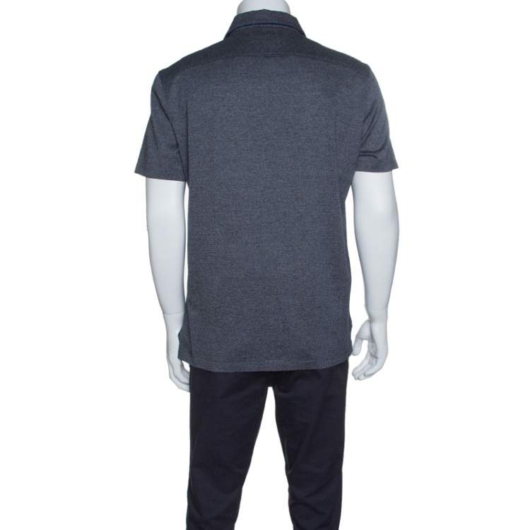 Pre Owned Ermenegildo Zegna Grey Marled Cotton Polo T-Shirt M