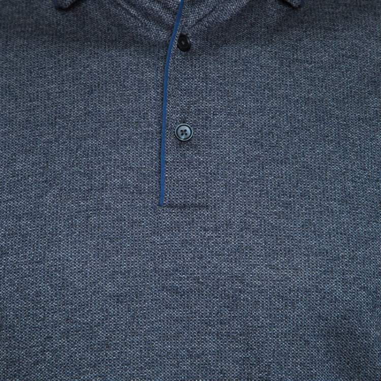 Pre Owned Ermenegildo Zegna Grey Marled Cotton Polo T-Shirt M
