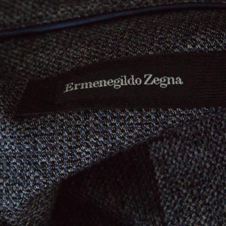 Pre Owned Ermenegildo Zegna Grey Marled Cotton Polo T-Shirt M