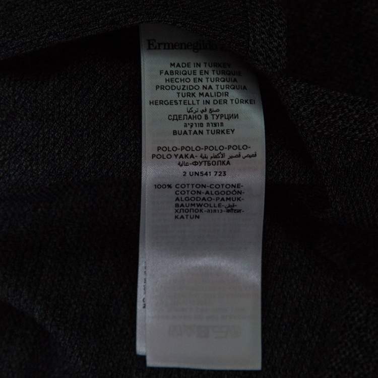 Pre Owned Ermenegildo Zegna Grey Marled Cotton Polo T-Shirt M