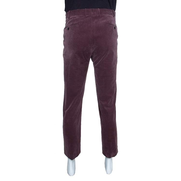 Pre Owned Ermenegildo Zegna Cashco Comfort Dull Purple Slim Fit Corduroy Trousers L