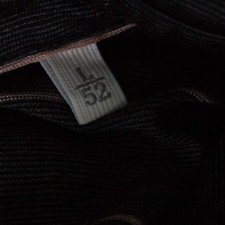 Pre Owned Ermenegildo Zegna Silk Grey and Pink Striped Polo T-Shirt L