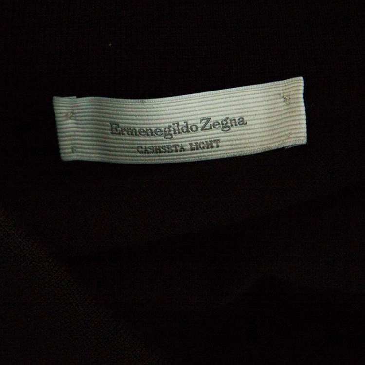 Pre Owned Ermenegildo Zegna Black Cashseta Light  Ribbed Trim Collared Sweater XXL
