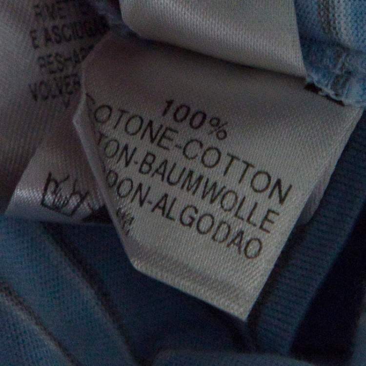 Pre Owned Ermenegildo Zegna Sky Blue Striped Cotton Contrast Collar Polo T-Shirt XXL