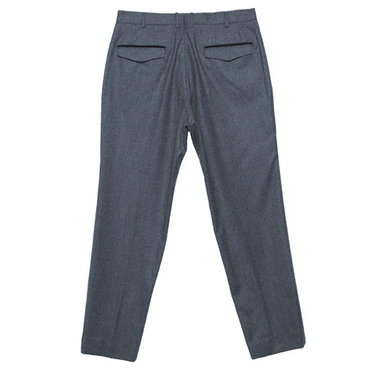 Pre Owned Ermenegildo Zegna Grey Wool Slim Fit Trousers M