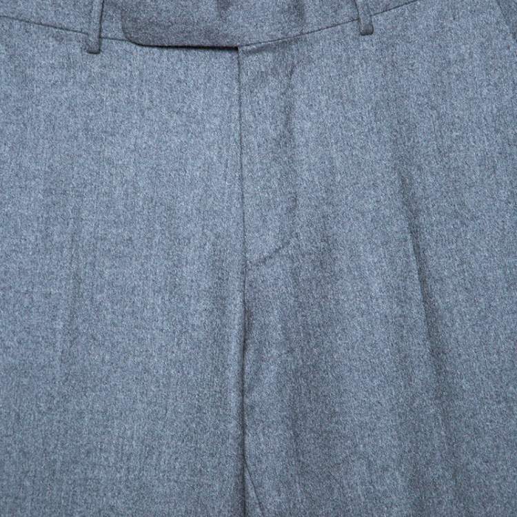 Pre Owned Ermenegildo Zegna Grey Wool Slim Fit Trousers M