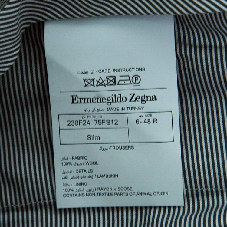 Pre Owned Ermenegildo Zegna Grey Wool Slim Fit Trousers M
