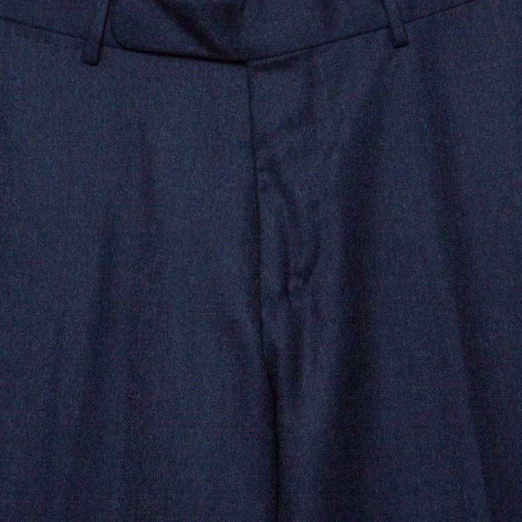 Pre Owned Ermenegildo Zegna Navy Blue Wool Slim Fit Trousers M