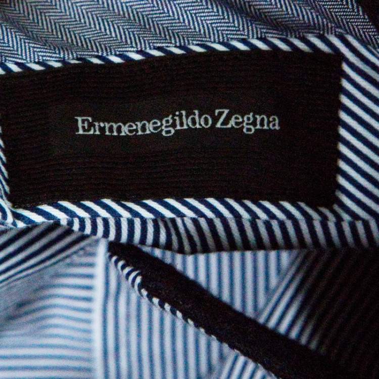 Pre Owned Ermenegildo Zegna Navy Blue Wool Slim Fit Trousers M