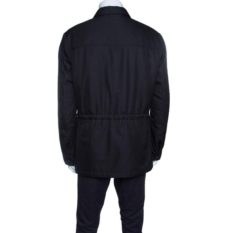 Pre Owned Ermenegildo Zegna Black Patch Pocket Detail Button Front Jacket XL