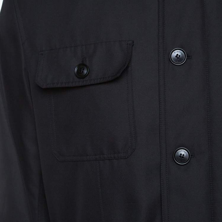 Pre Owned Ermenegildo Zegna Black Patch Pocket Detail Button Front Jacket XL